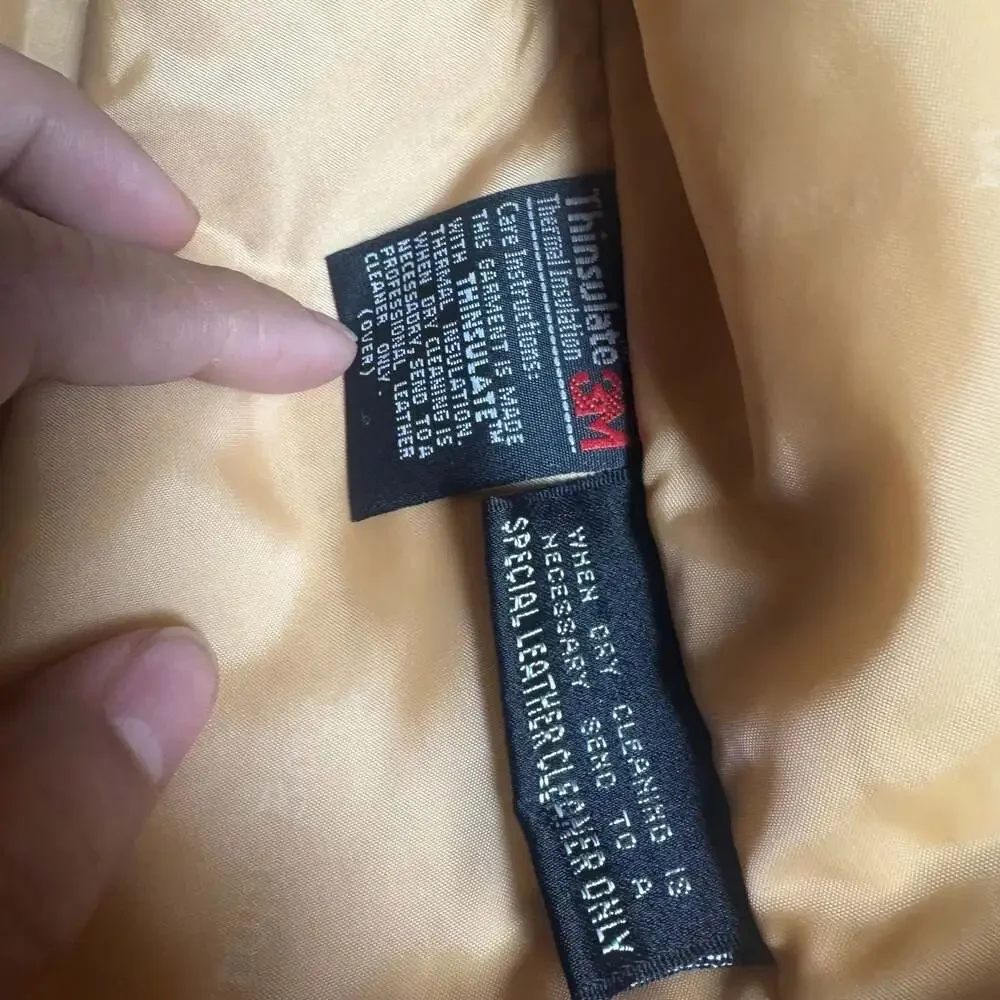 Adventure Bound by Wilsons Vintage Tan Leather Thinsulate Bomber Jacket Size L - Picture 5 of 12